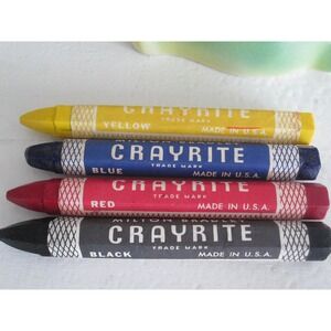 VTG 4 Milton Bradley CRAYRITE Anti Roll Pressed Crayons Classroom Art colors USA
